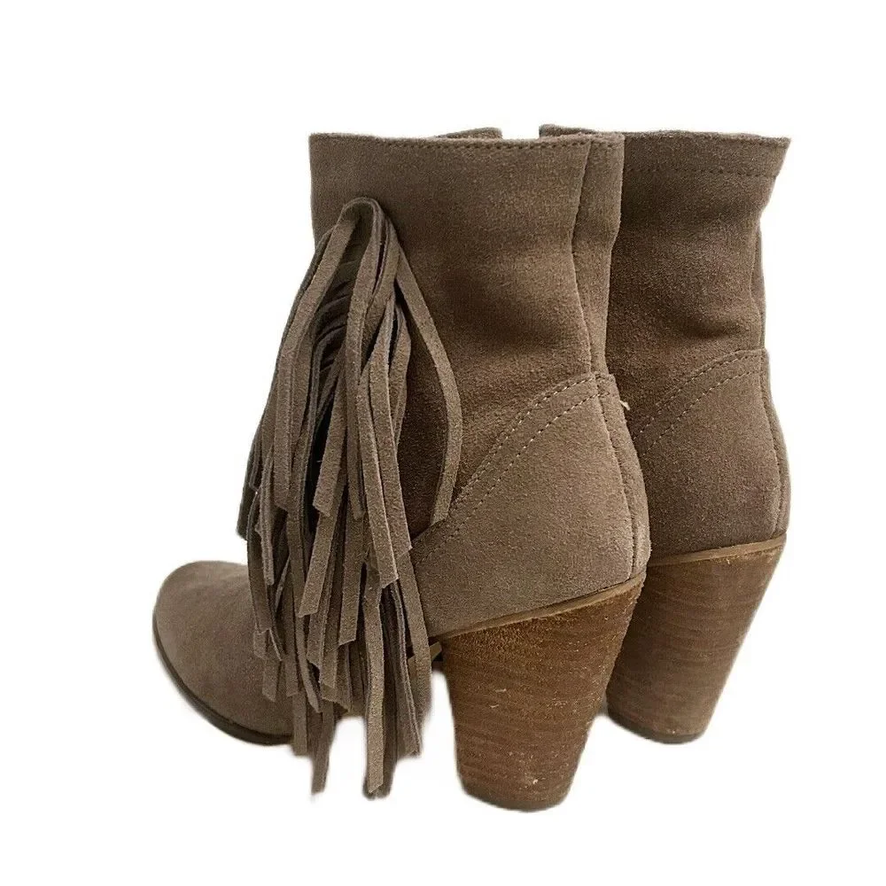 Steve‎ Madden Pallas Boho Taupe Suede Ankle Booties Bohemian Women's Size 5.5M